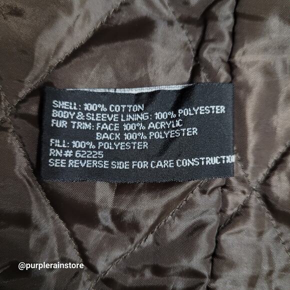 Vtg B Moss Corduroy Zip Barn Coat L Faux Fur Dark Beige Clay Brown Y2K - Picture 4 of 11